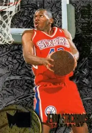 1995-96 Metal #R-8 Rookie Roll Call Silver Spotlight Jerry Stackhouse
