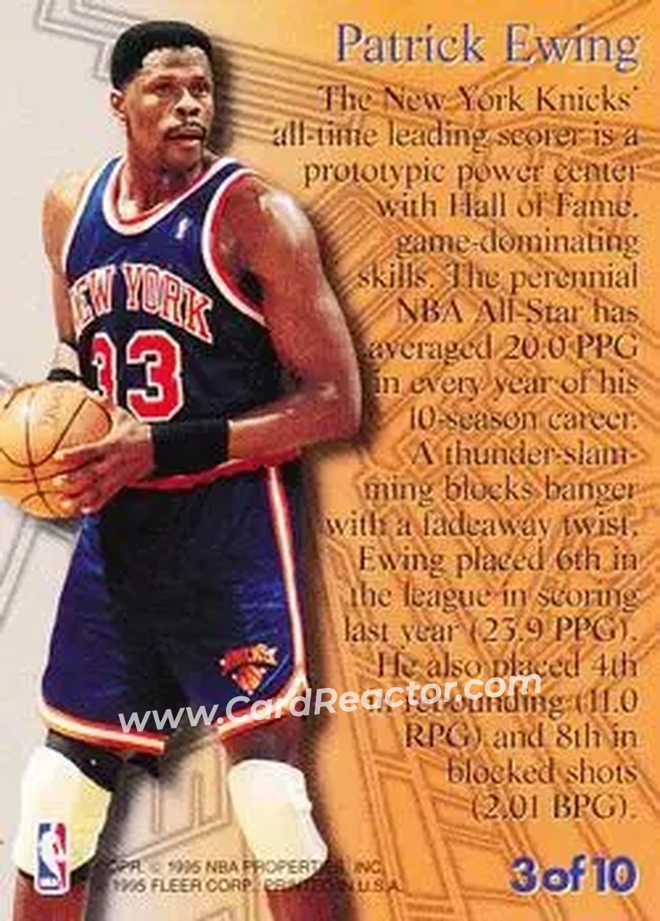 Back of Patrick Ewing