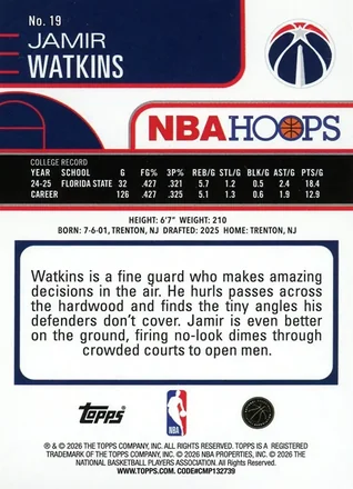 Verso de Jamir Watkins