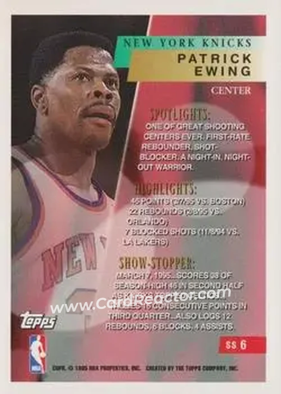 Back of Patrick Ewing