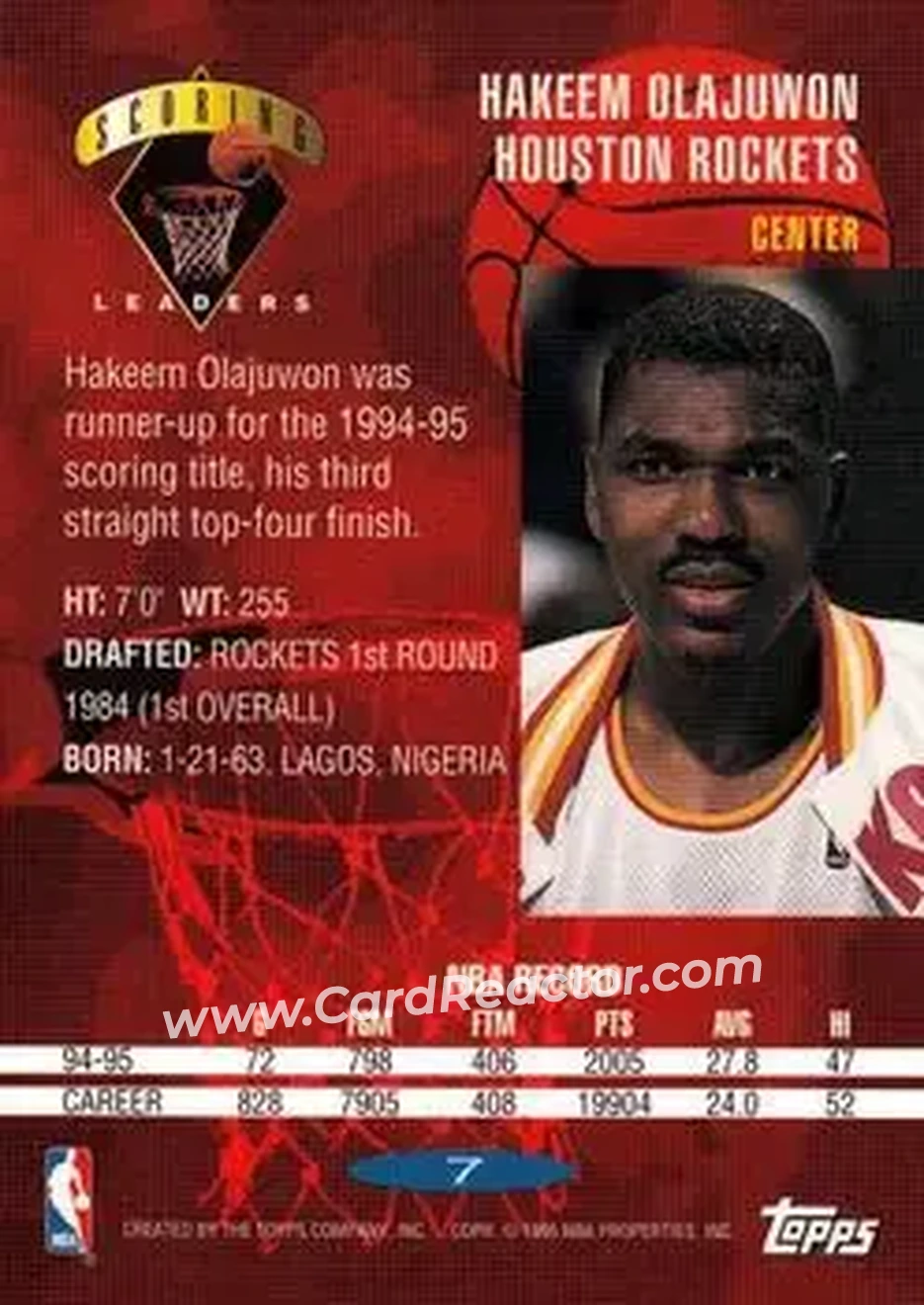 Back of Hakeem Olajuwon