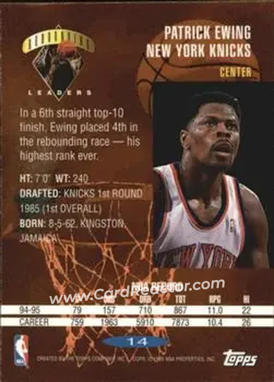 Back of Patrick Ewing