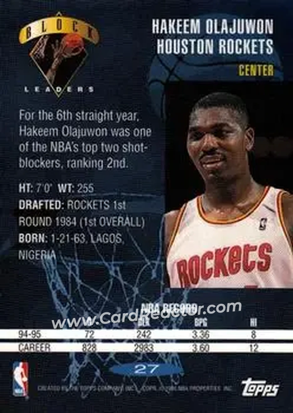 Back of Hakeem Olajuwon