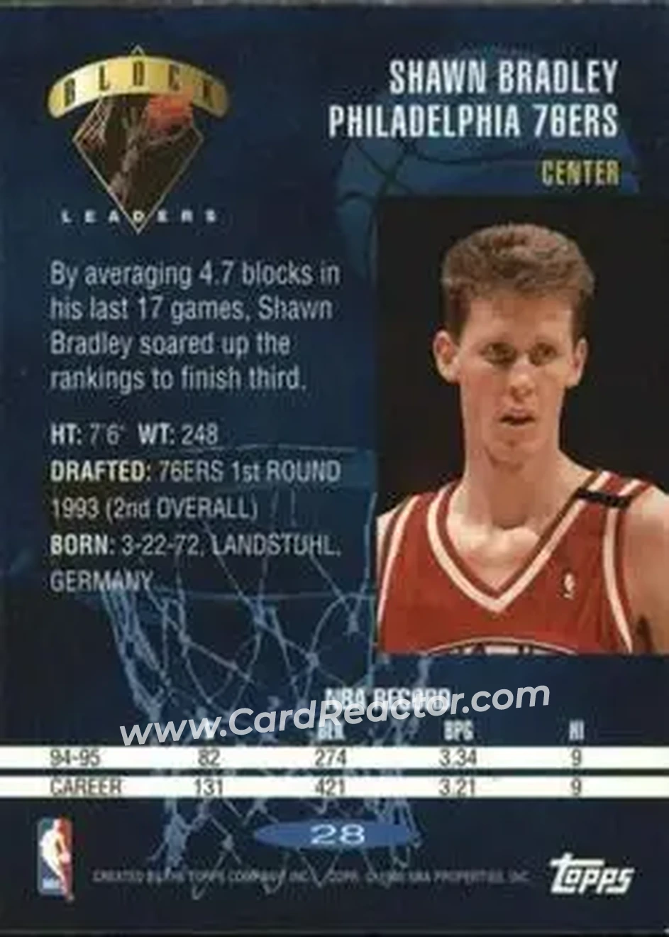 Back of Shawn Bradley