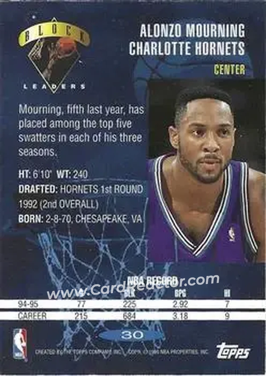 Back of Alonzo Mourning