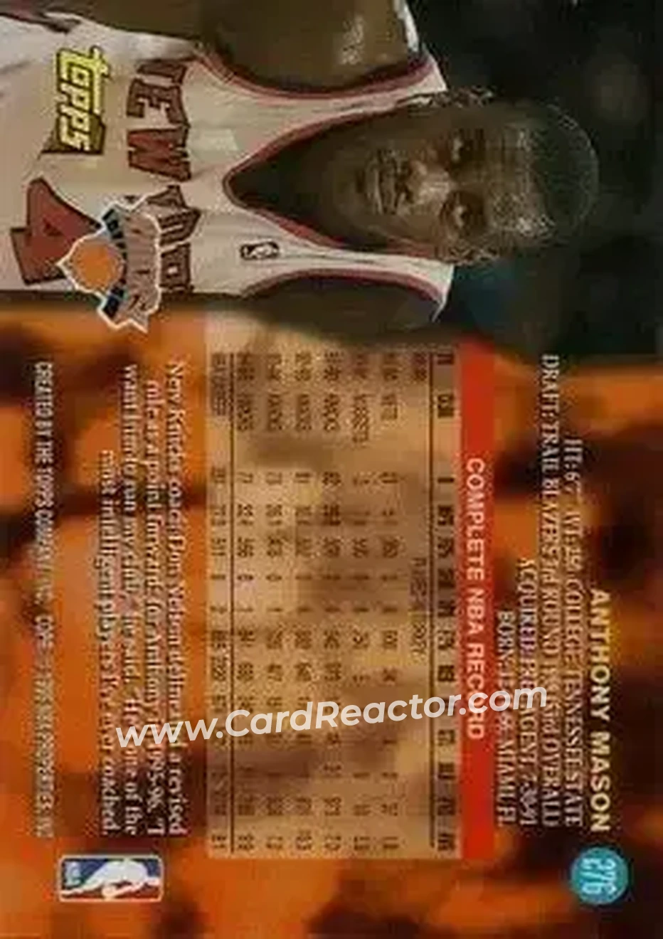 Back of Anthony Mason