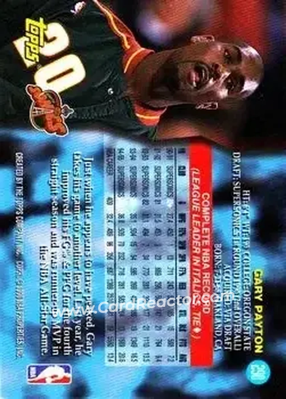 Back of Gary Payton