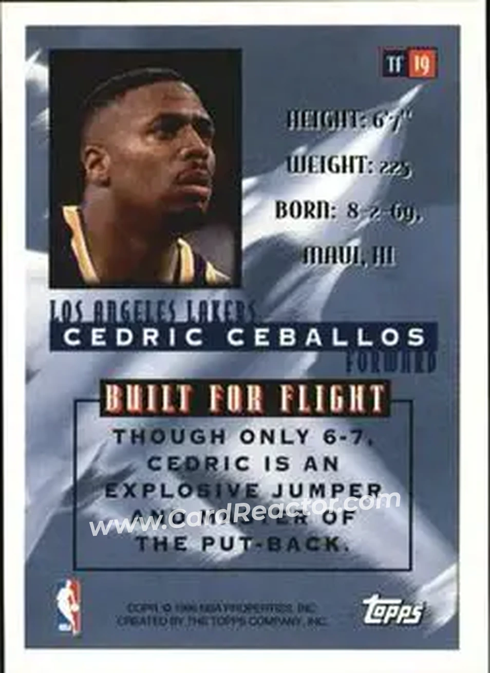 Back of Cedric Ceballos