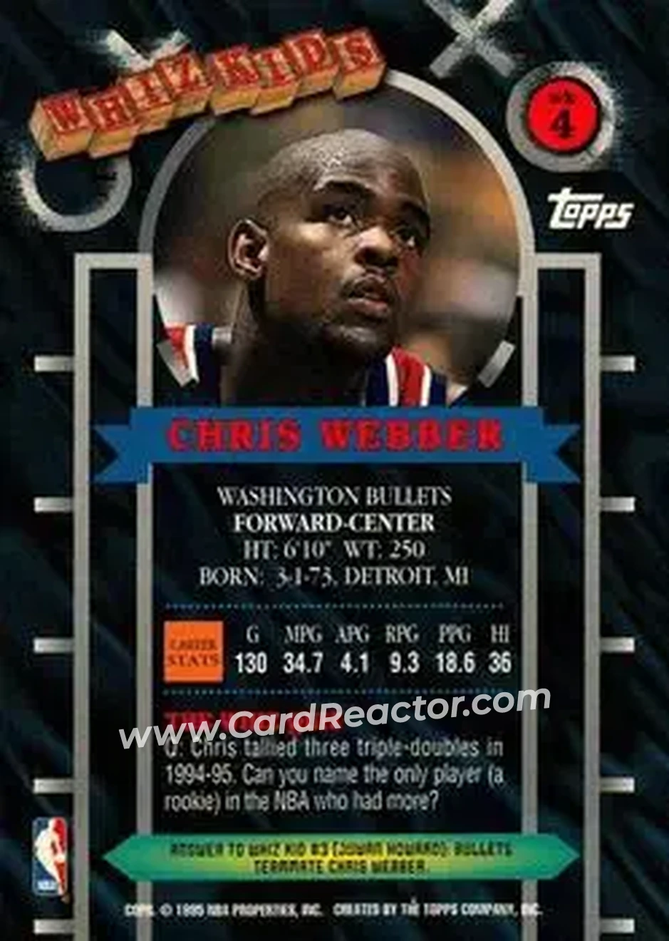 Back of Chris Webber