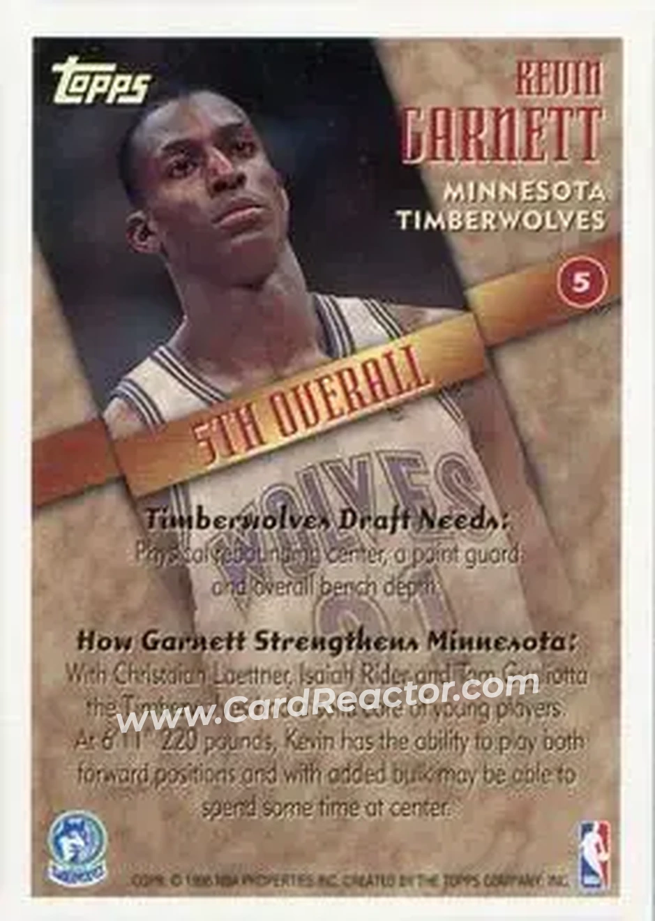 Back of Kevin Garnett