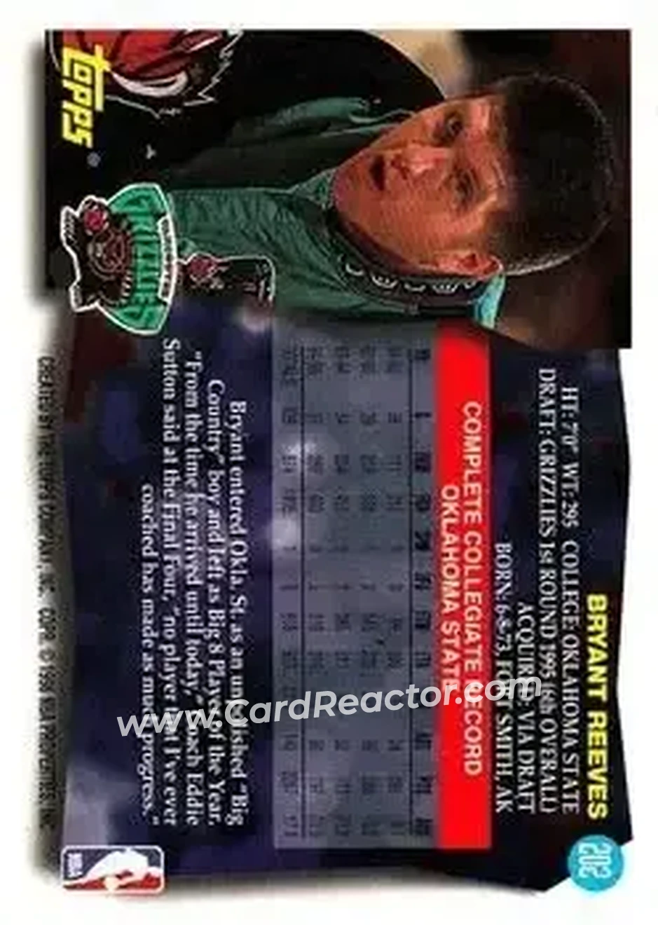Back of Bryant Reeves
