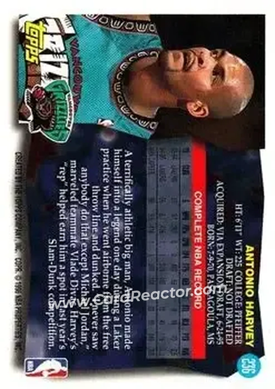 Back of Antonio Harvey