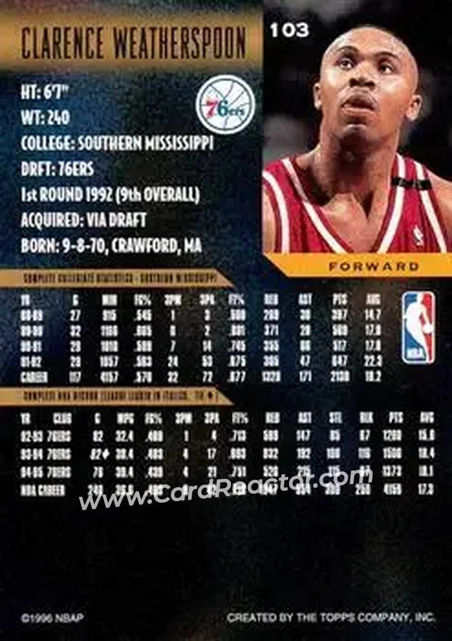 Back of Clarence Weatherspoon
