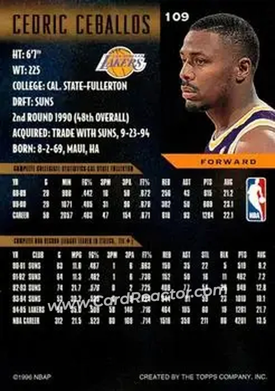 Back of Cedric Ceballos