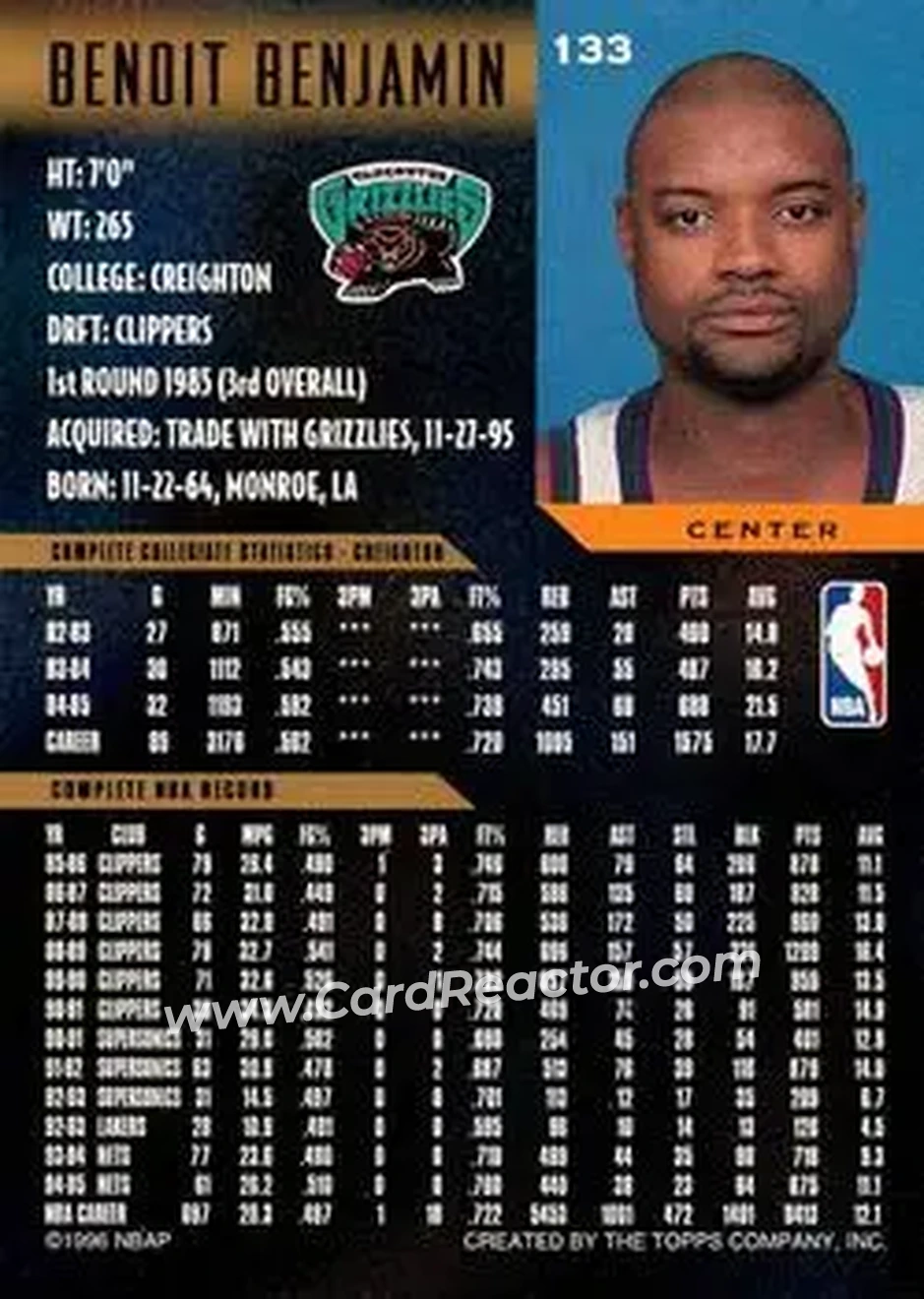 Back of Benoit Benjamin