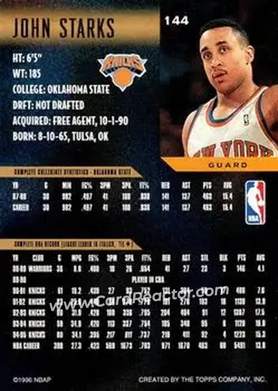 Back of John Starks