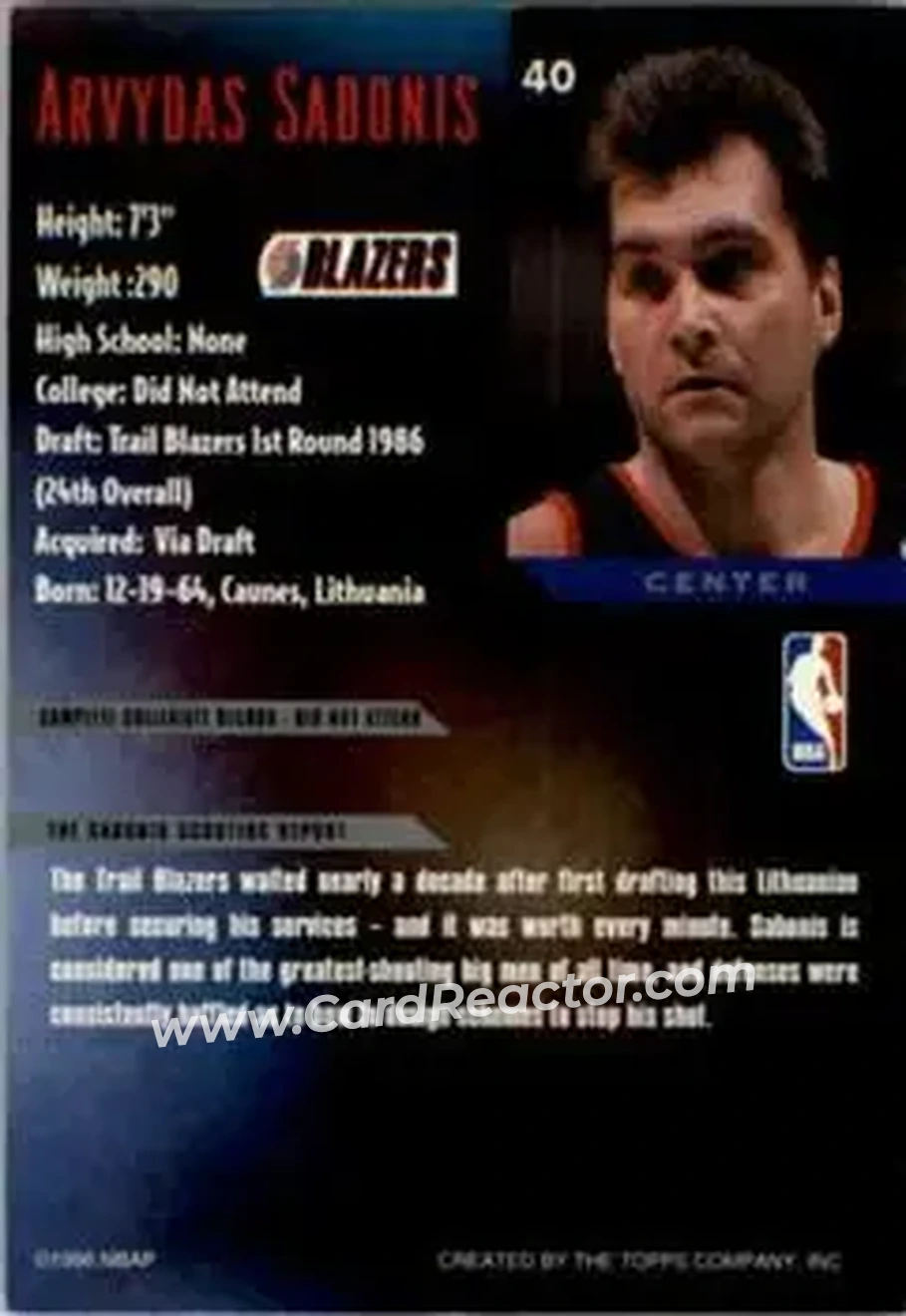 Back of Arvydas Sabonis