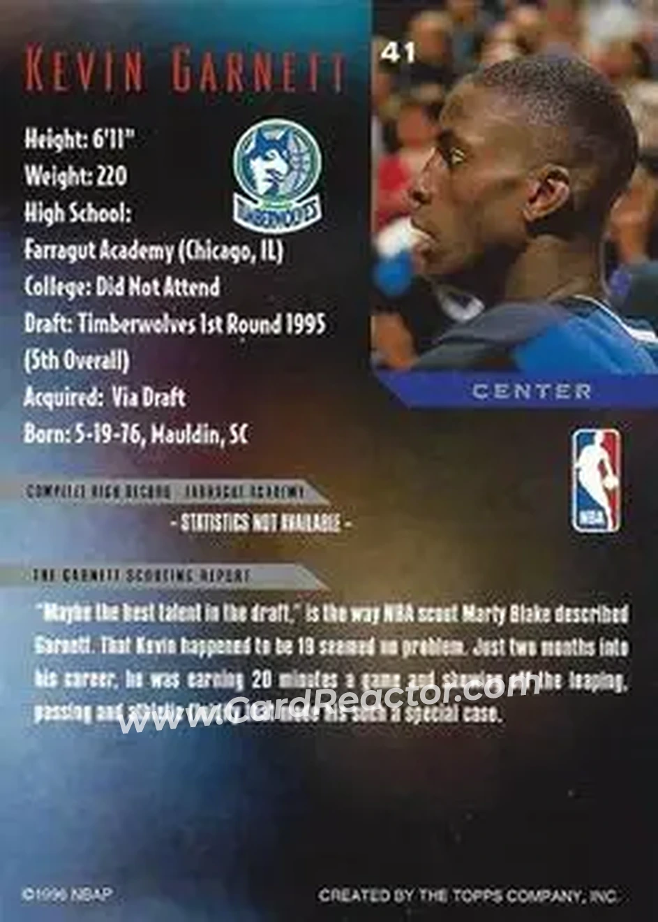 Back of Kevin Garnett