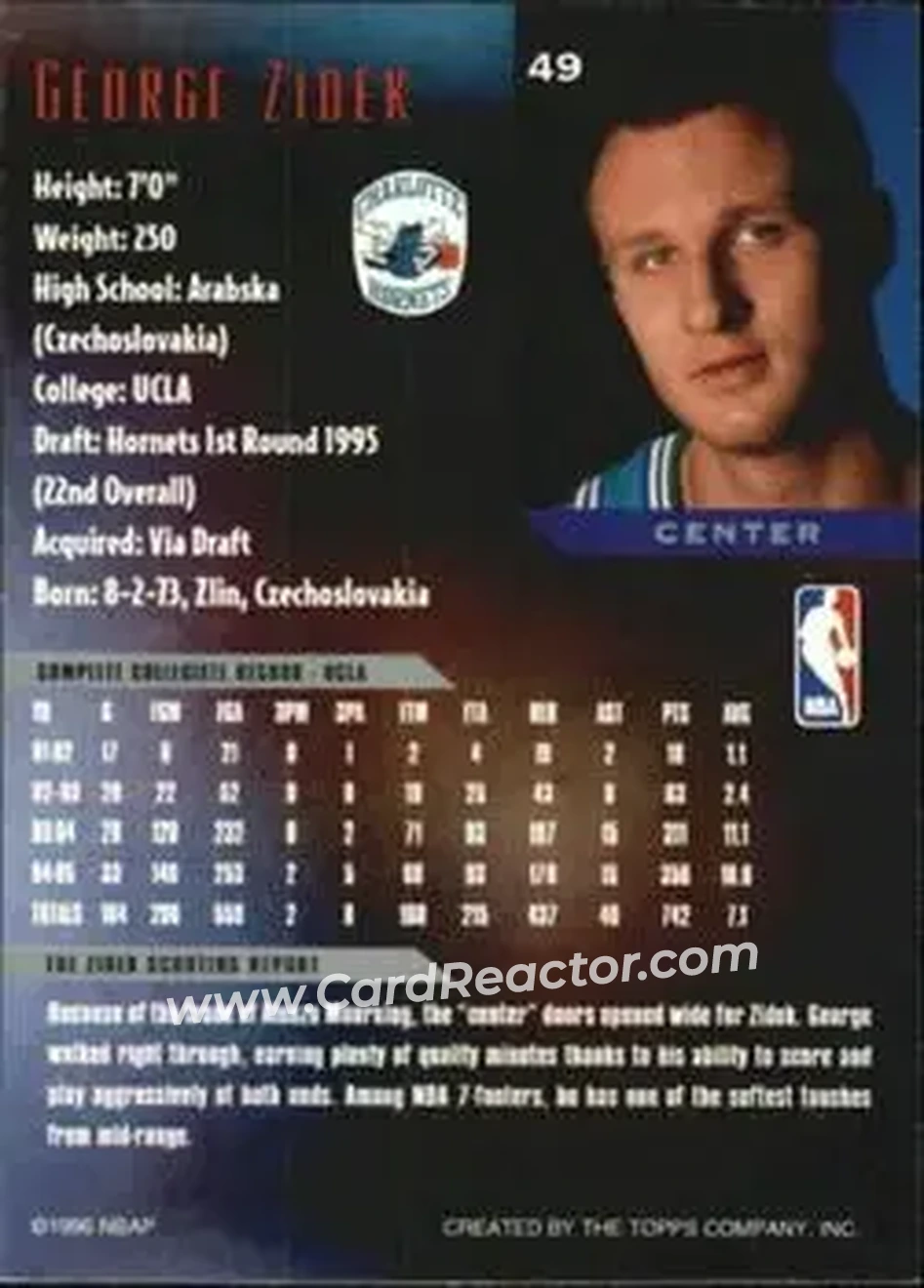 Back of Jiri Zidek