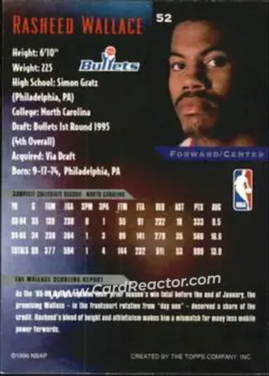 Back of Rasheed Wallace