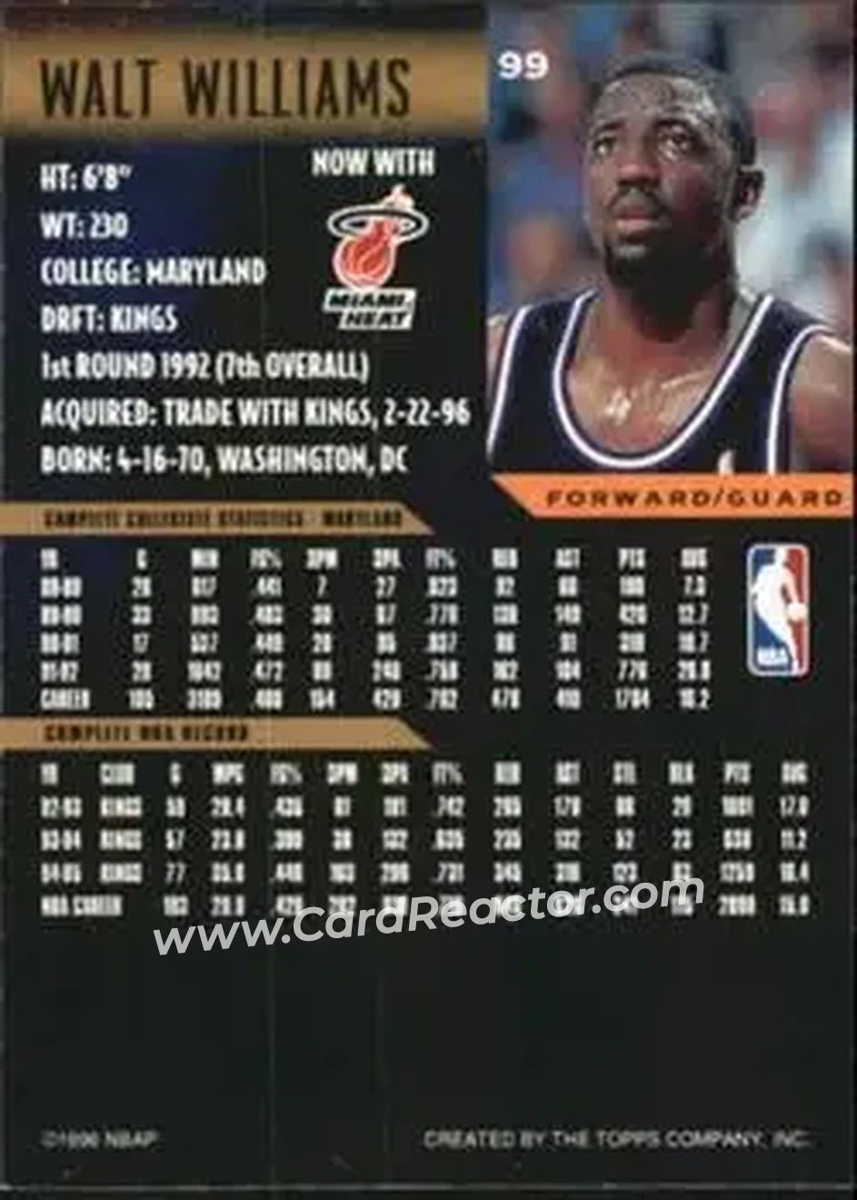Back of Walt Williams