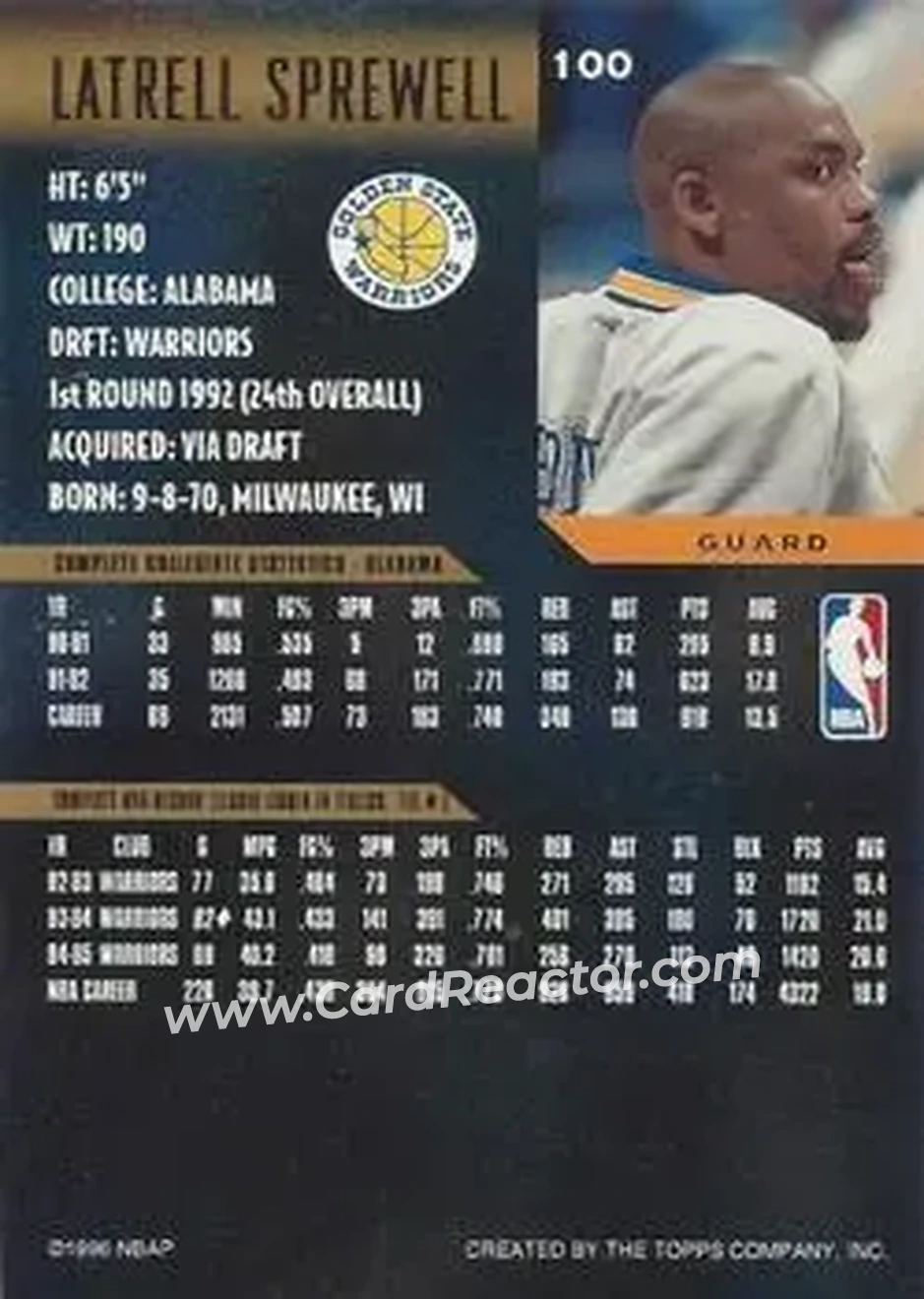 Back of Latrell Sprewell
