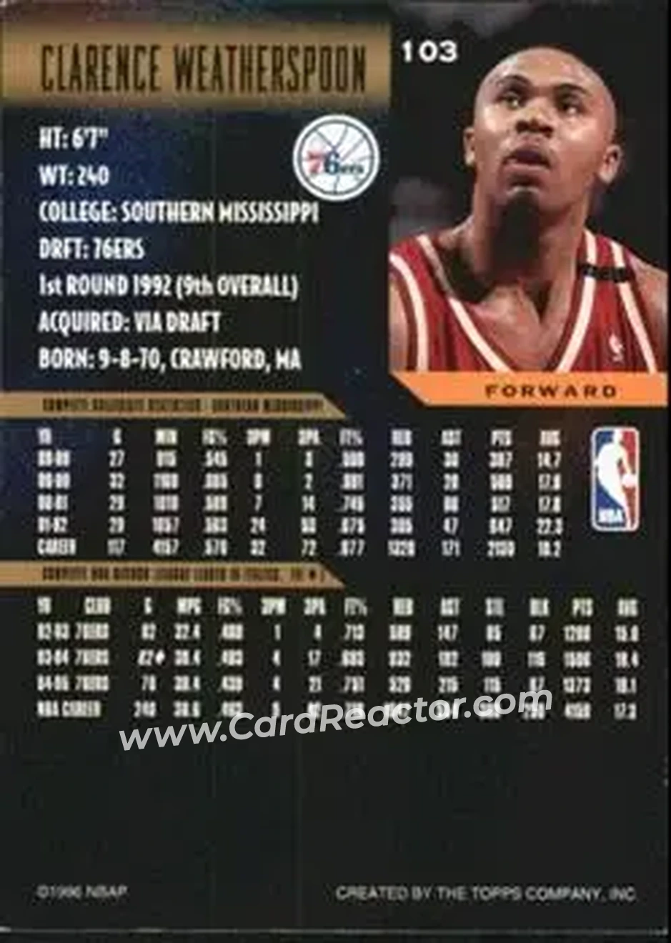 Back of Clarence Weatherspoon