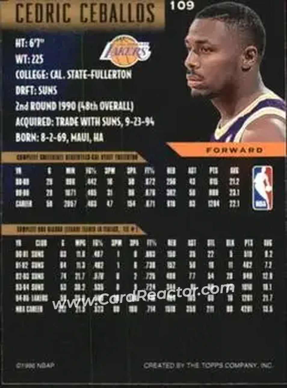 Back of Cedric Ceballos