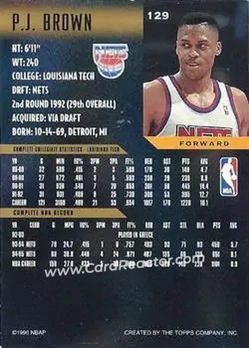Back of P.J. Brown