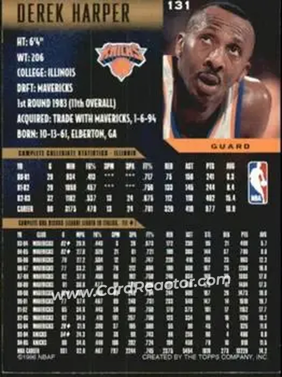 Back of Derek Harper