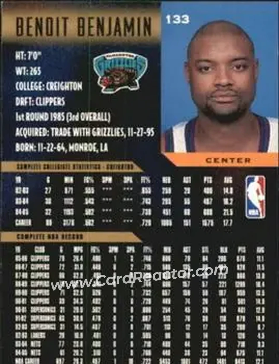 Back of Benoit Benjamin