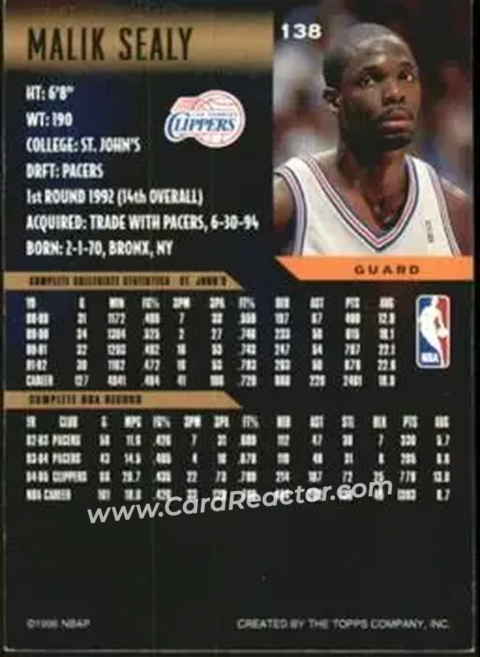 Back of Malik Sealy