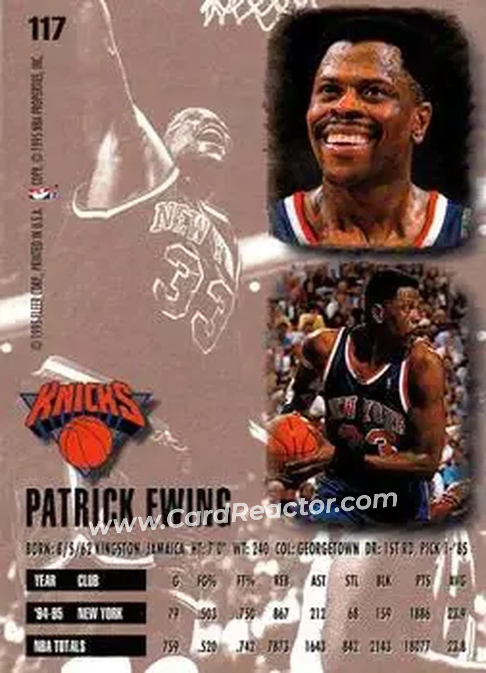 Back of Patrick Ewing