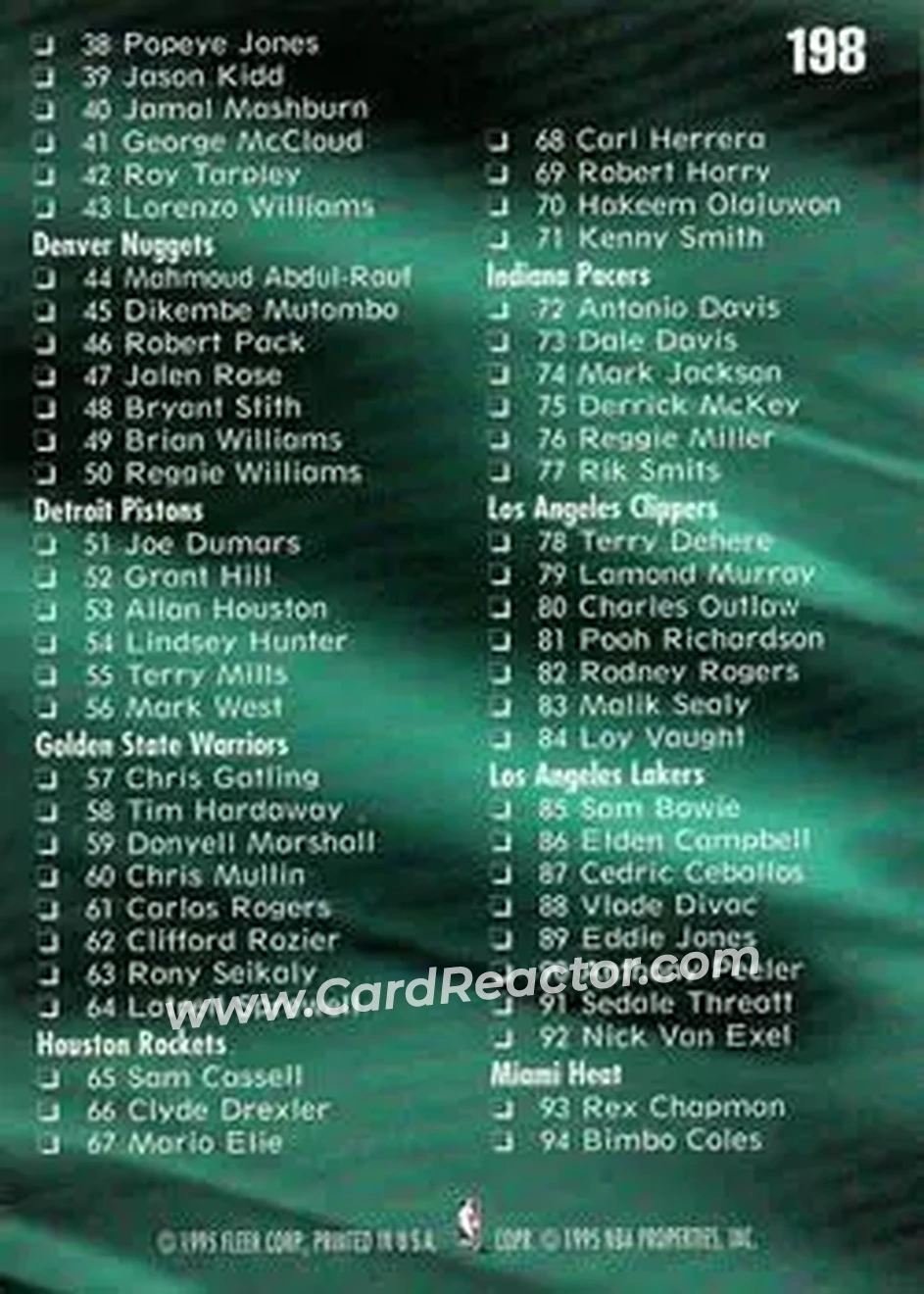 Back of Card #198