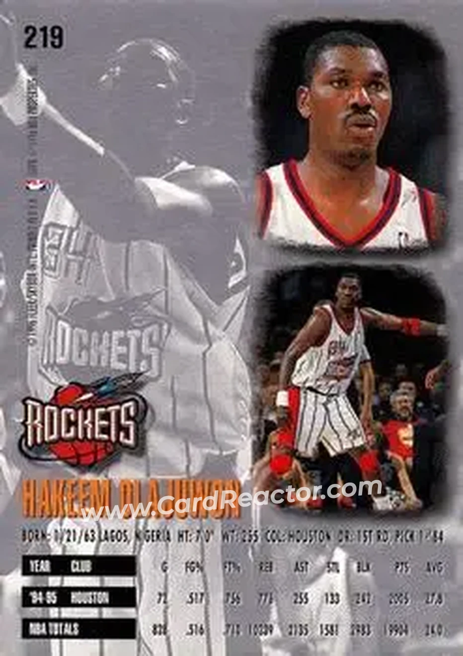 Back of Hakeem Olajuwon