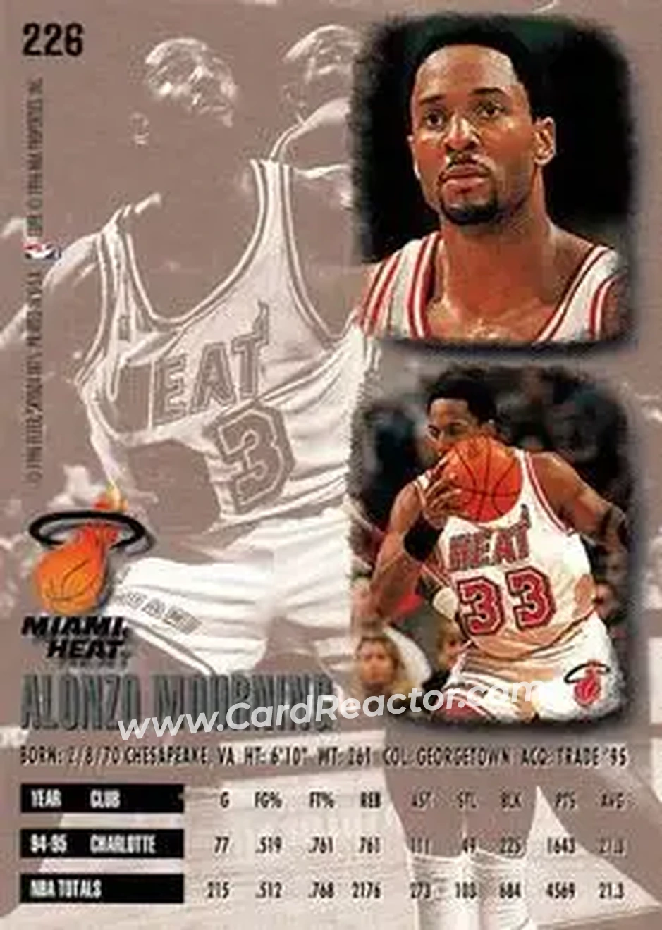 Back of Alonzo Mourning