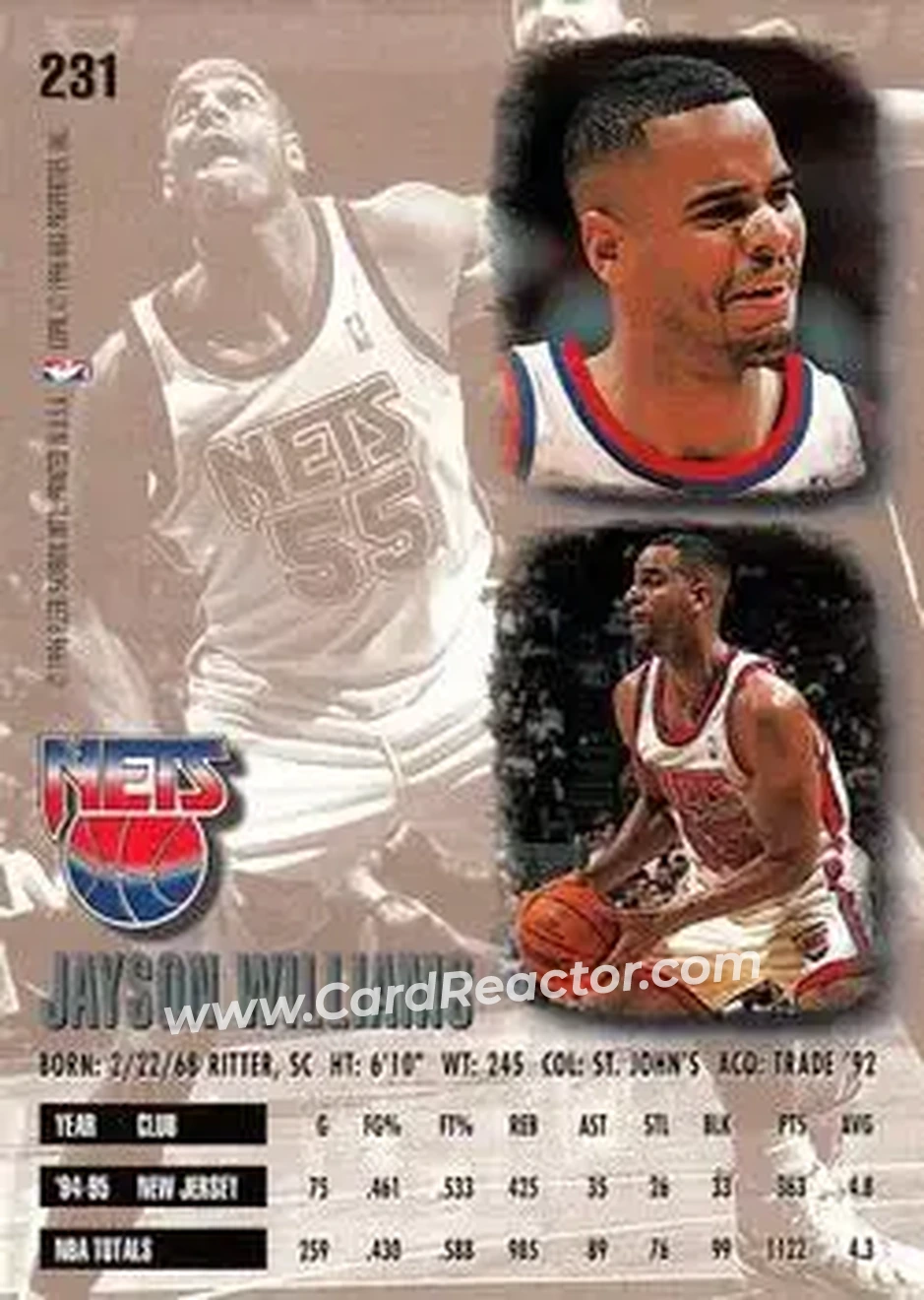 Back of Jayson Williams