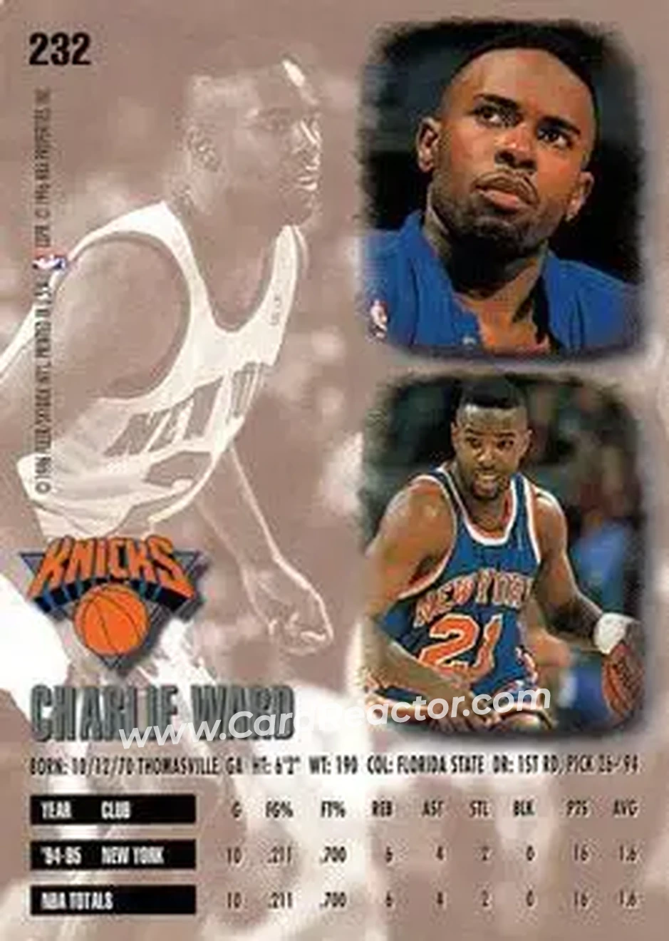 Back of Charlie Ward