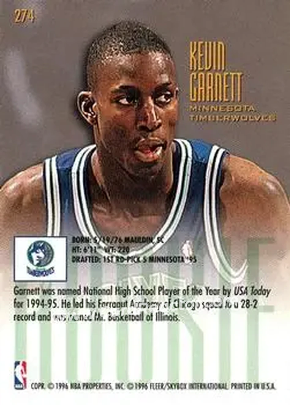 Back of Kevin Garnett