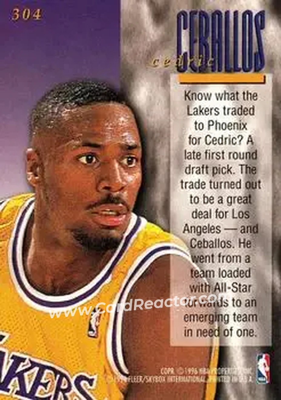 Back of Cedric Ceballos