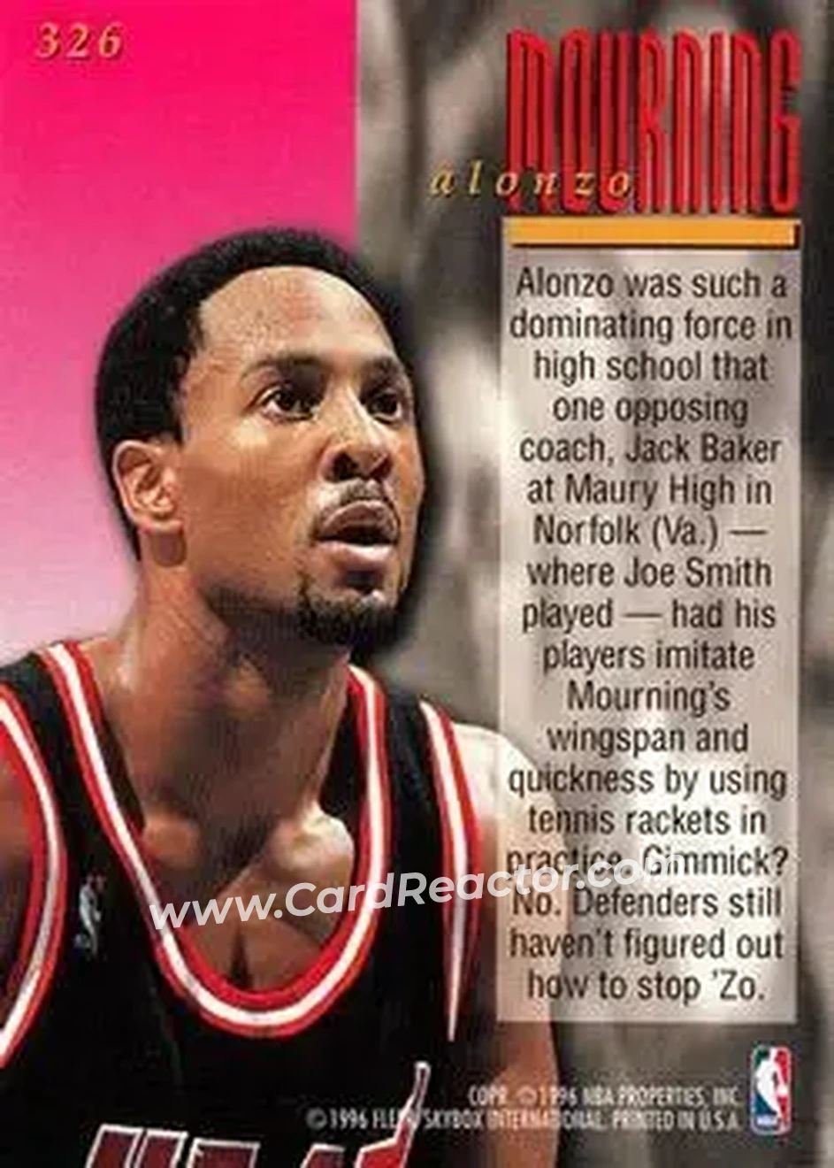 Back of Alonzo Mourning