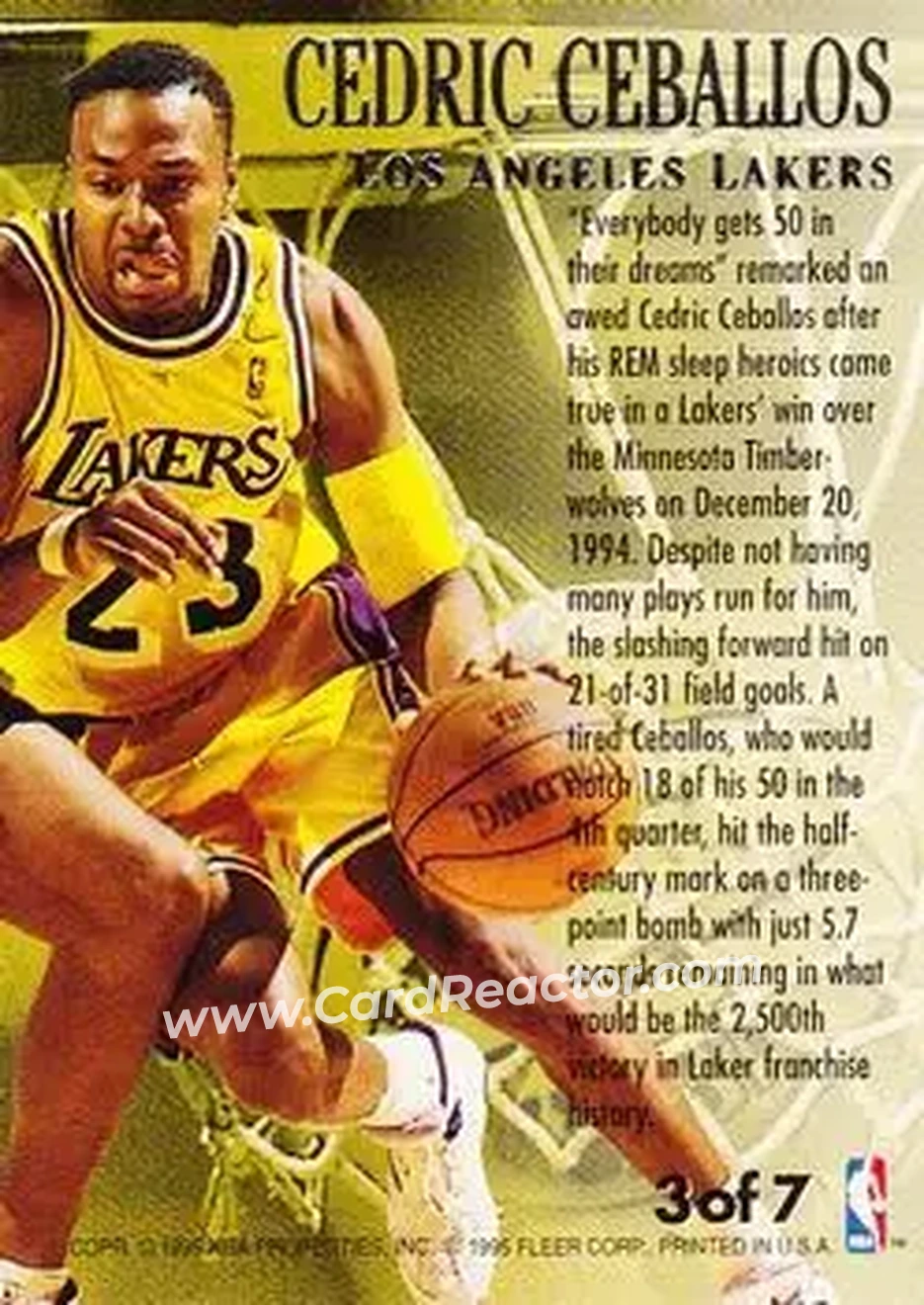 Back of Cedric Ceballos