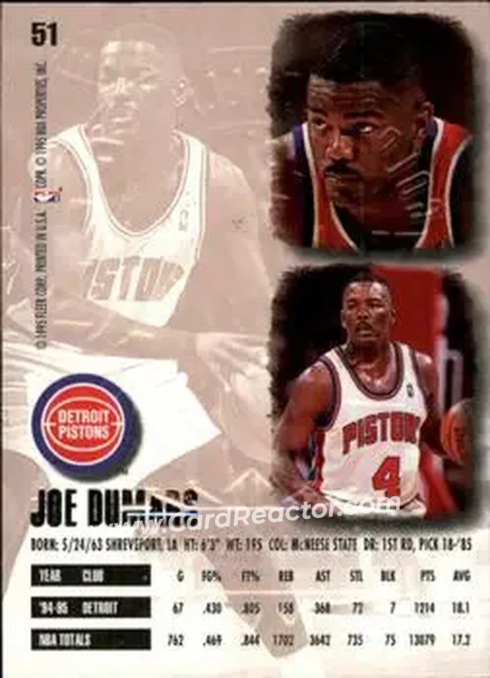 Back of Joe Dumars
