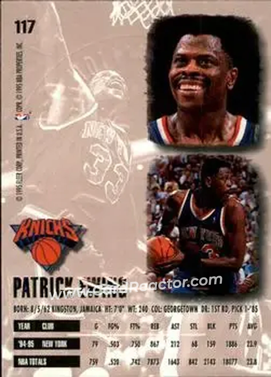Back of Patrick Ewing