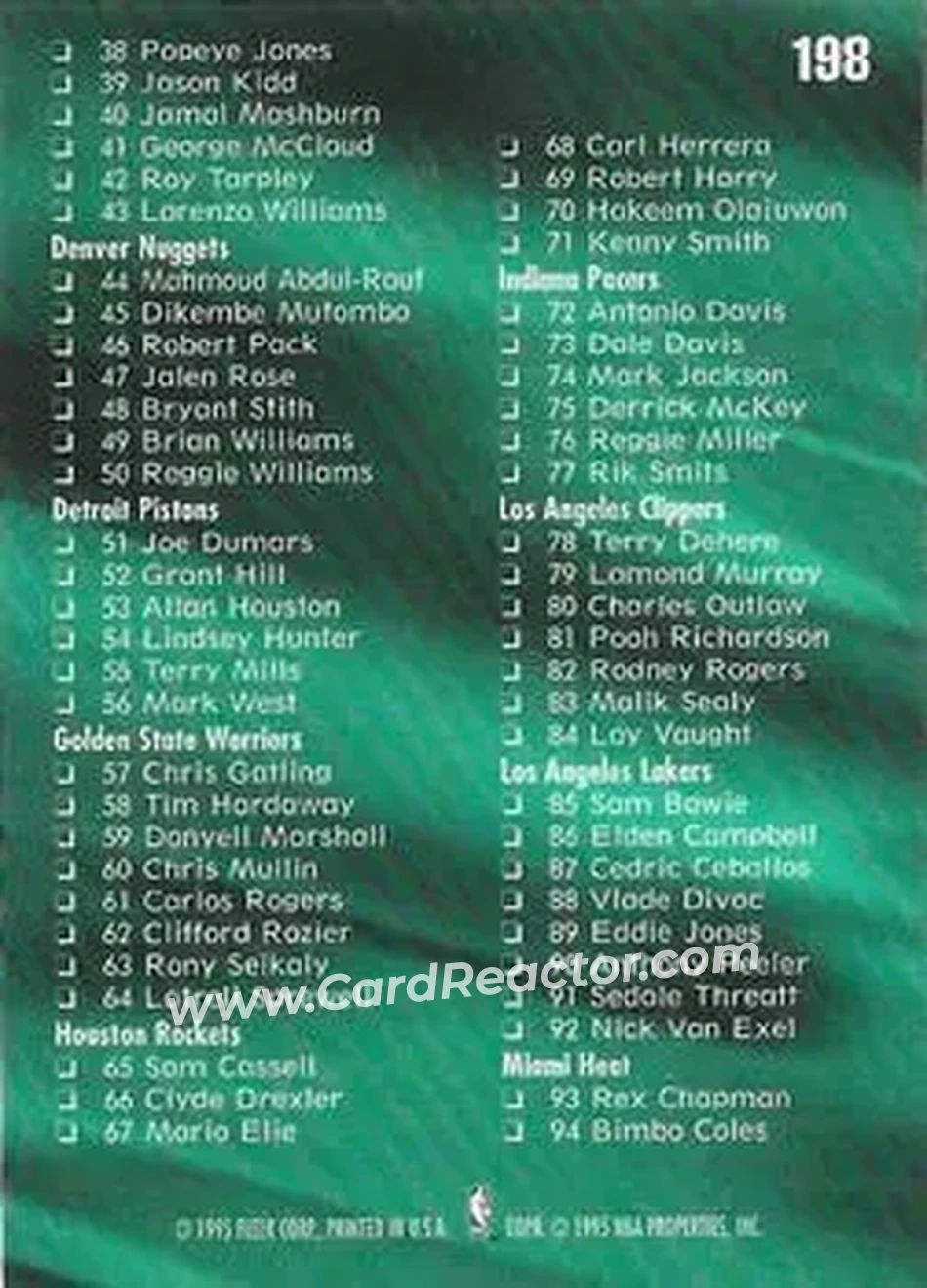 Back of Card #198