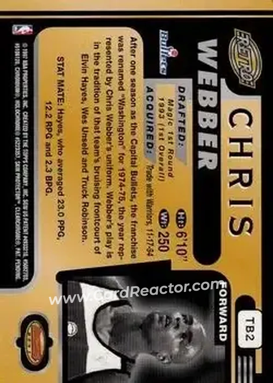 Back of Chris Webber