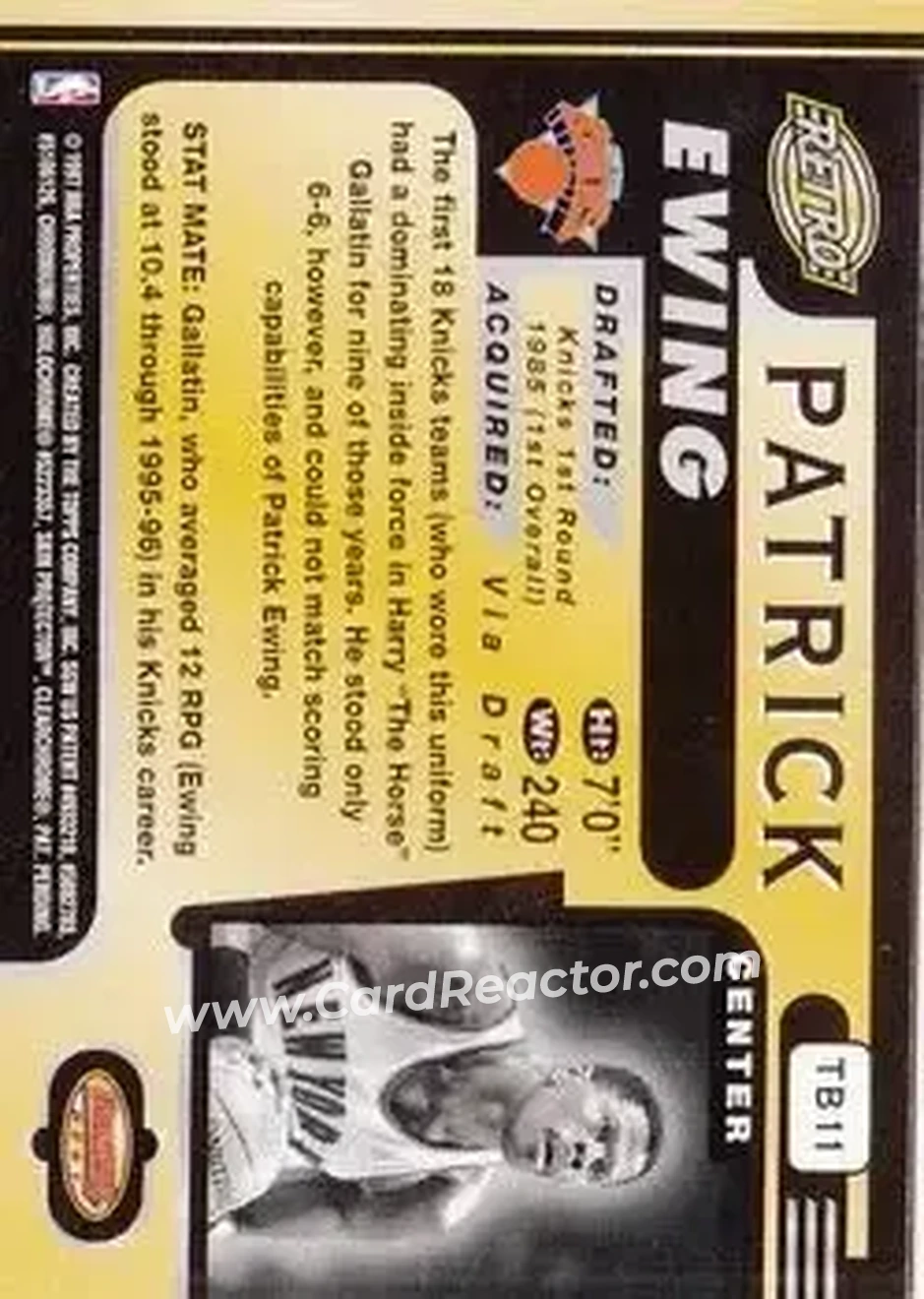 Back of Patrick Ewing