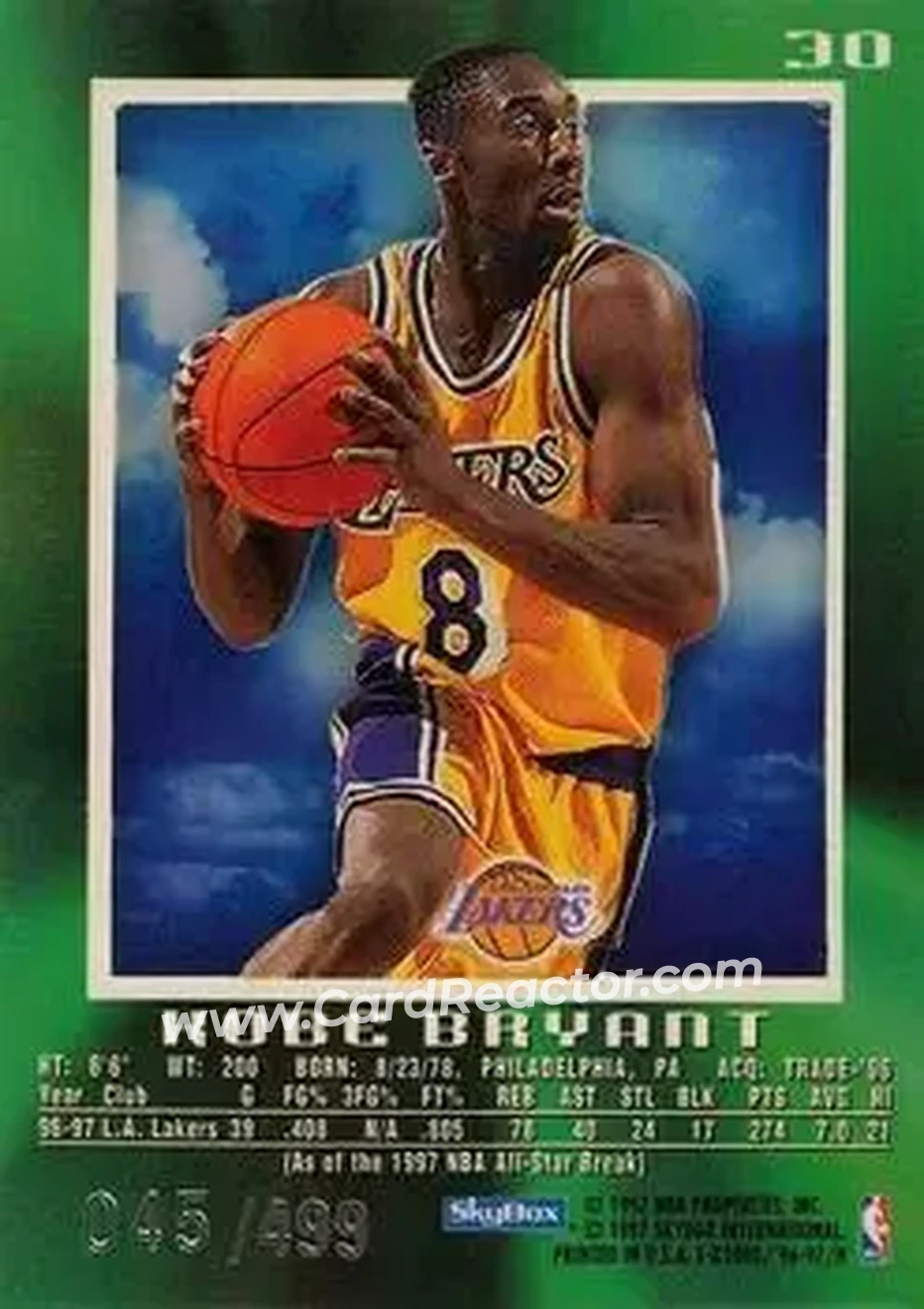 Back of Kobe Bryant