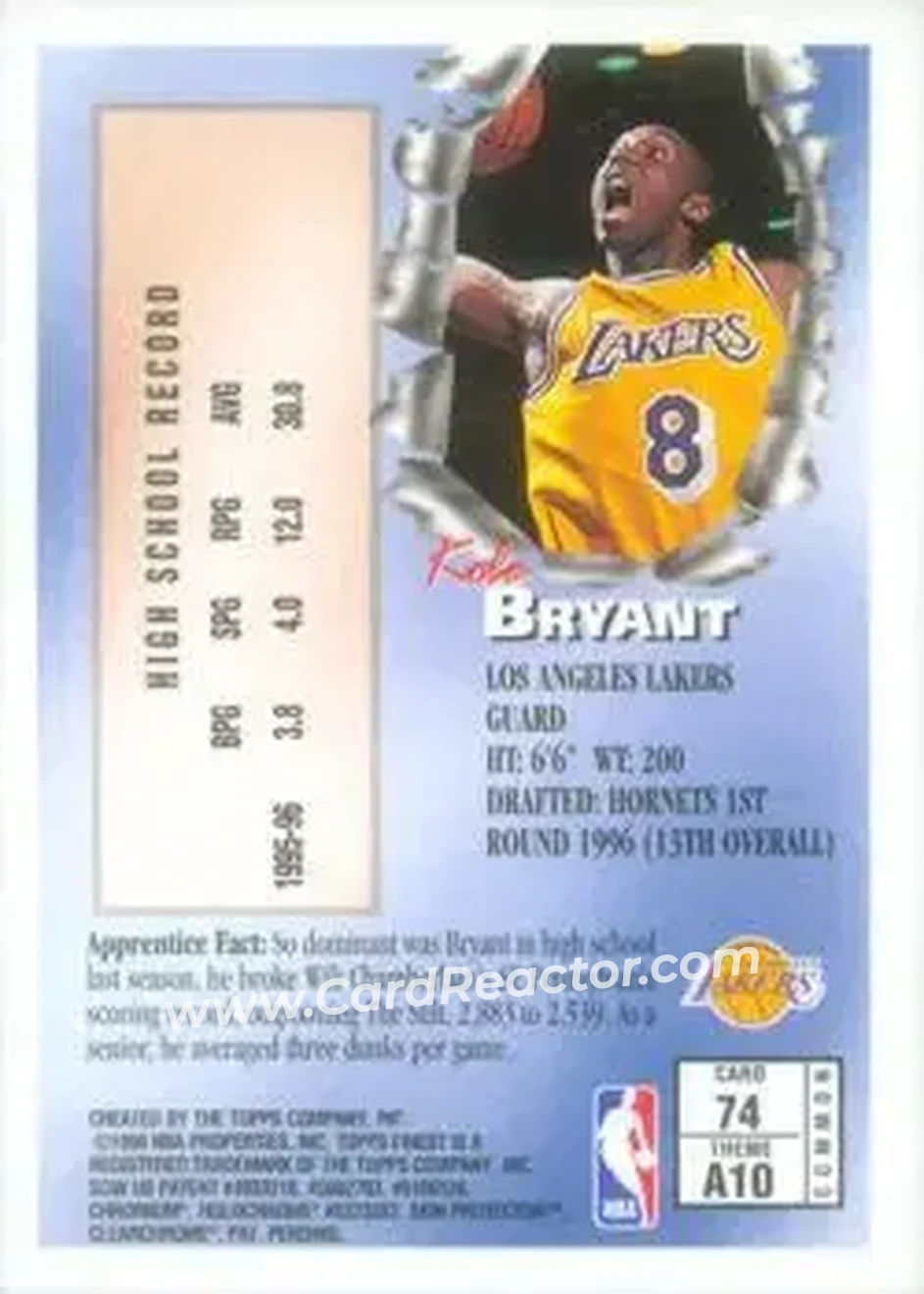 Back of Kobe Bryant