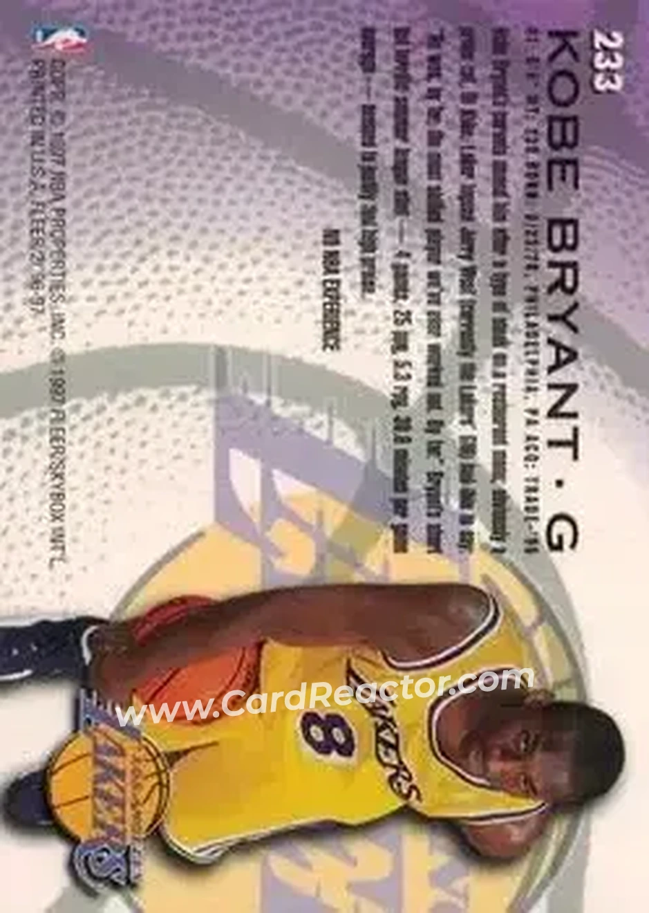Back of Kobe Bryant